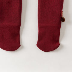 Dave&Bella Toddler Girls Versatile Red/Beige Plush-lined Tights Leggings