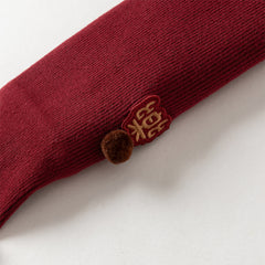 Dave&Bella Toddler Girls Versatile Red/Beige Plush-lined Tights Leggings