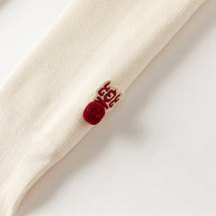 Dave&Bella Toddler Girls Versatile Red/Beige Plush-lined Tights Leggings