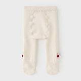 Dave&Bella Toddler Girls Versatile Red/Beige Plush-lined Tights Leggings