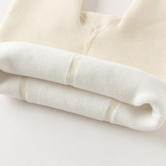 Dave&Bella Toddler Girls Versatile Red/Beige Plush-lined Tights Leggings