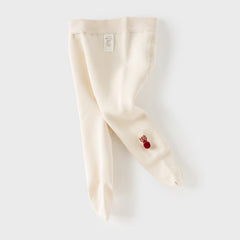 Dave&Bella Toddler Girls Versatile Red/Beige Plush-lined Tights Leggings