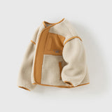 Dave&Bella Toddler Girls/Boys Beige/Light Pink V-collar Outwear Cozy Coats