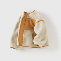Dave&Bella Toddler Girls/Boys Winter Beige/Light Pink V-collar Outwear Cozy Coats