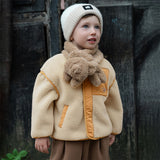 Dave&Bella Toddler Girls/Boys Beige/Light Pink V-collar Outwear Cozy Coats