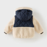 Dave&Bella Toddler Boys Navy Blue Outwear Hooded Long-sleeved Padded Coats
