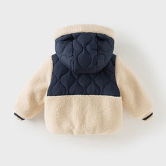 Dave&Bella Toddler Boys Navy Blue Outwear Hooded Long-sleeved Padded Coats