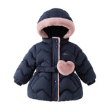 Dave&Bella Kids Girls Winter Versatile Navy Blue Windproof Hooded Cozy Down Coats