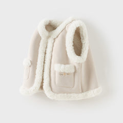 Dave&Bella Toddler Girls Elegant Grey Warm Plush Vests Tops