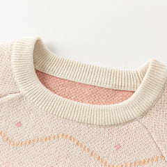 Dave&Bella Kids Girls Autumn Apricout Print Knit Cozy Pullover Sweaters Tops