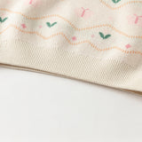 Dave&Bella Kids Girls Apricot Print Knit Cozy Pullover Sweater Tops