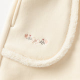 Dave&Bella Toddler Girls Beige/Navy Blue Loose Drawstring Plush-lined Sweatpants