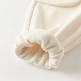 Dave&Bella Toddler Girls Beige/Navy Blue Loose Drawstring Plush-lined Sweatpants