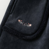Dave&Bella Toddler Girls Beige/Navy Blue Loose Drawstring Plush-lined Sweatpants