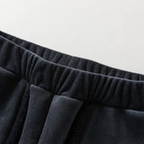 Dave&Bella Toddler Girls Beige/Navy Blue Loose Drawstring Plush-lined Sweatpants