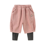 Dave&Bella Toddler Girls Sweet Fake-two-piece Design Pants