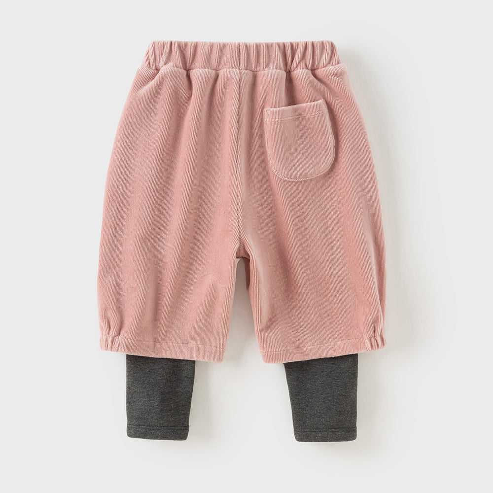 Dave&Bella Toddler Girls Sweet Fake-two-piece Design Pants