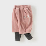 Dave&Bella Toddler Girls Sweet Fake-two-piece Design Pants