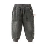 Dave&Bella Toddler Girls Casual Grey Warm Padded Jeans Pants