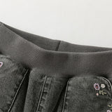 Dave&Bella Toddler Girls Casual Grey Warm Padded Jeans Pants