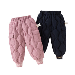 Dave&Bella Toddler Girls/Boys Winter Versatile Windproof Drawstring Warm Down Pants
