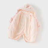 Dave&Bella Baby Girls/Boys Winter Cute Print Pink/Apricot Cozy Hooded Down Rompers
