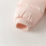 Dave&Bella Baby Girls/Boys Winter Cute Print Pink/Apricot Cozy Hooded Down Rompers