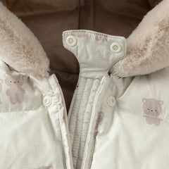 Dave&Bella Baby Girls/Boys Winter Cute Print Pink/Apricot Cozy Hooded Down Rompers
