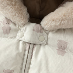 Dave&Bella Baby Girls/Boys Winter Cute Print Pink/Apricot Cozy Hooded Down Rompers
