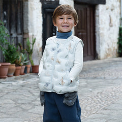 Dave&Bella Kids Girls/Boys Winter Cozy Multi-color&Print Sleeveless Down Vest Tops