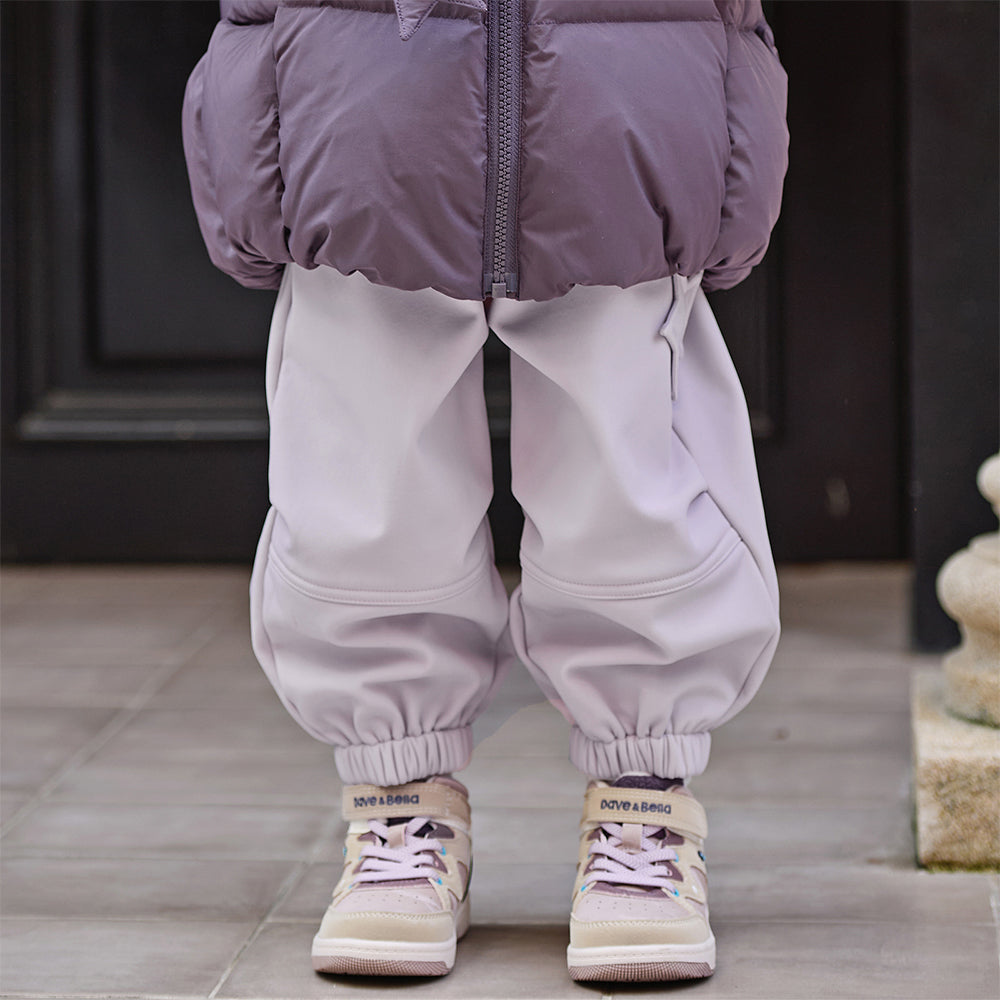 Dave&Bella Toddler Girls/Boys Winter Outdoor Purple/Grey Loose Drawstring Down Pants