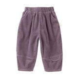Dave&Bella Toddler Girls Casual Apricot/Grey Purple Soft Plush-lined Straight-leg Pants