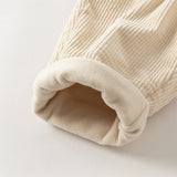 Dave&Bella Toddler Girls Casual Apricot/Grey Purple Soft Plush-lined Straight-leg Pants