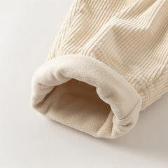 Dave&Bella Toddler Girls Casual Apricot/Grey Purple Soft Plush-lined Straight-leg Pants