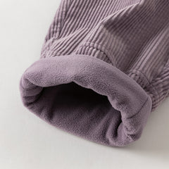 Dave&Bella Toddler Girls Casual Apricot/Grey Purple Soft Plush-lined Straight-leg Pants