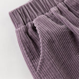 Dave&Bella Toddler Girls Casual Apricot/Grey Purple Soft Plush-lined Straight-leg Pants