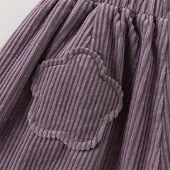 Dave&Bella Toddler Girls Casual Apricot/Grey Purple Soft Plush-lined Straight-leg Pants