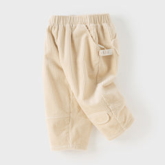 Dave&Bella Toddler Girls Casual Apricot/Grey Purple Soft Plush-lined Straight-leg Pants