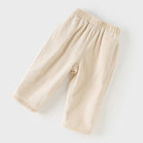 Dave&Bella Toddler Girls Casual Apricot/Grey Purple Soft Plush-lined Straight-leg Pants
