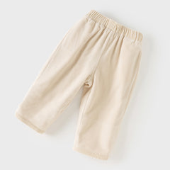 Dave&Bella Toddler Girls Casual Apricot/Grey Purple Soft Plush-lined Straight-leg Pants