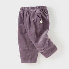 Dave&Bella Toddler Girls Casual Apricot/Grey Purple Soft Plush-lined Straight-leg Pants