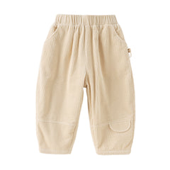 Dave&Bella Toddler Girls Casual Apricot/Grey Purple Soft Plush-lined Straight-leg Pants