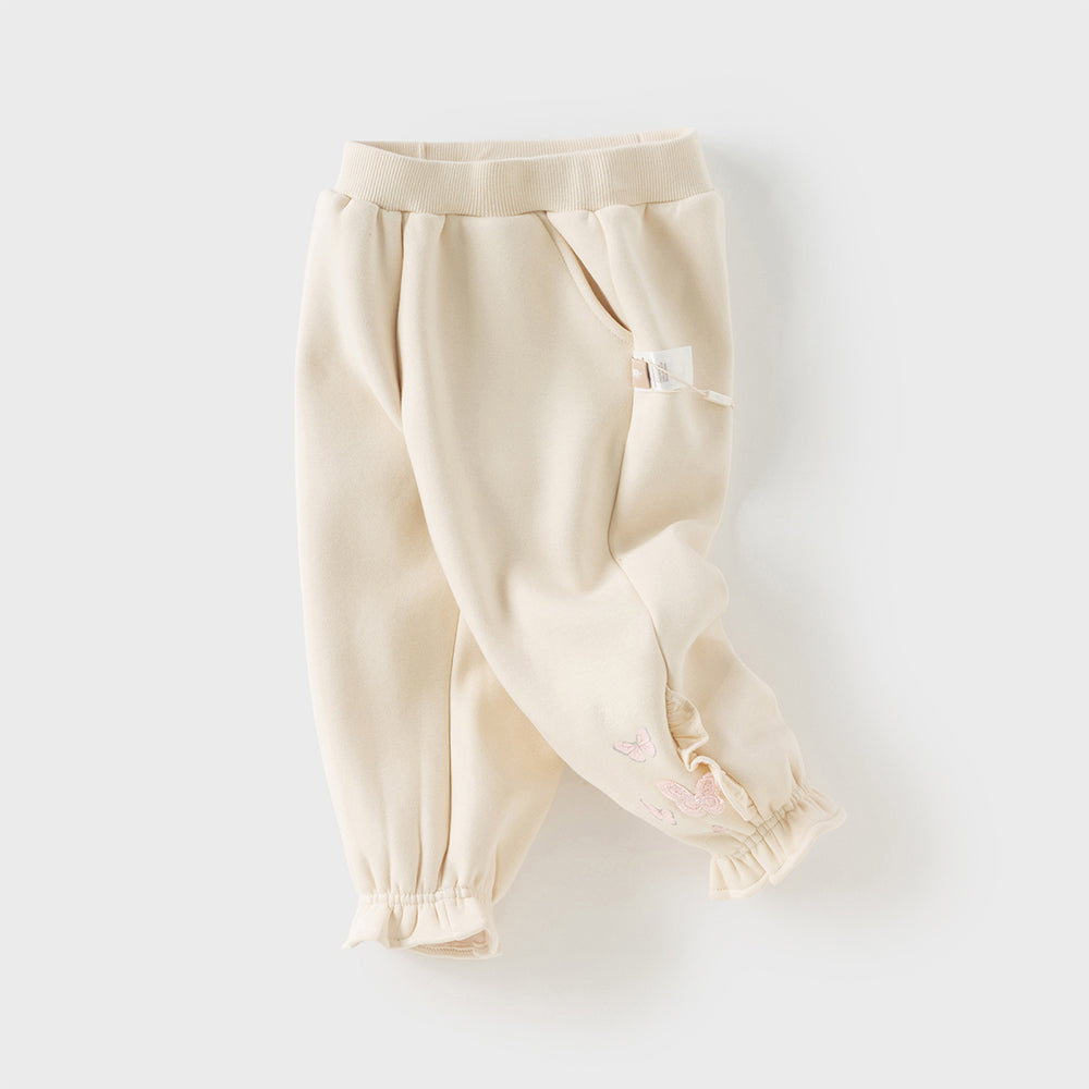 Dave&Bella Toddler Girls Cozy Plush-lined Drawstring Thermal Knit Pants