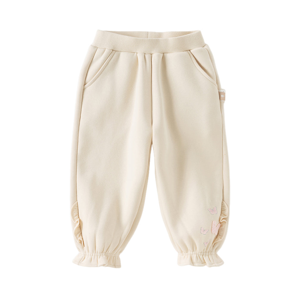 Dave&Bella Toddler Girls Winter Cozy Plush-lined Drawstring Thermal Knit Pants