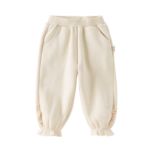 Dave&Bella Toddler Girls Winter Cozy Plush-lined Drawstring Thermal Knit Pants