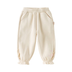 Dave&Bella Toddler Girls Winter Cozy Plush-lined Drawstring Thermal Knit Pants