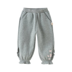 Dave&Bella Toddler Girls Winter Cozy Plush-lined Drawstring Thermal Knit Pants