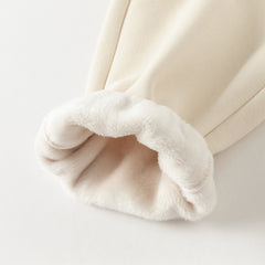 Dave&Bella Toddler Girls Winter Cozy Plush-lined Drawstring Thermal Knit Pants