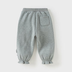 Dave&Bella Toddler Girls Winter Cozy Plush-lined Drawstring Thermal Knit Pants