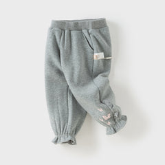 Dave&Bella Toddler Girls Winter Cozy Plush-lined Drawstring Thermal Knit Pants